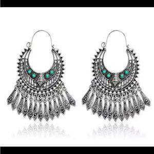 Ancient Silver Tibetan Filigree Earrings